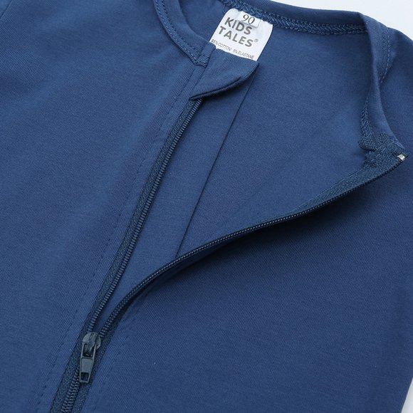 NWT*BABY ROMPER Long Sleeve Blue Cotton Mitted Footed Double Zipper Bodysuit Boy - Picture 6 of 15